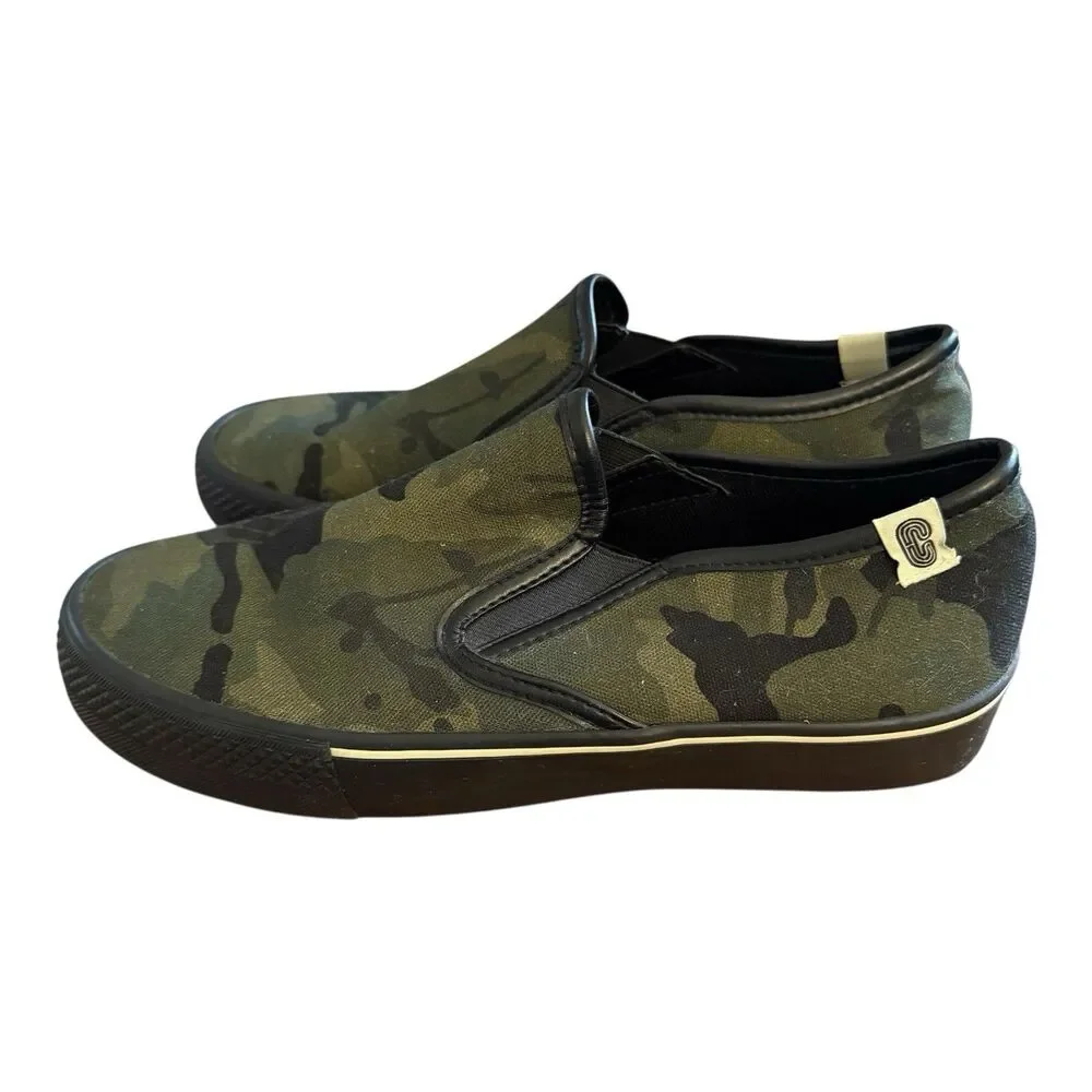 Coach Canvas Slip On Skate Sneaker Mens Size 7 D Army Green Black Camo CA011